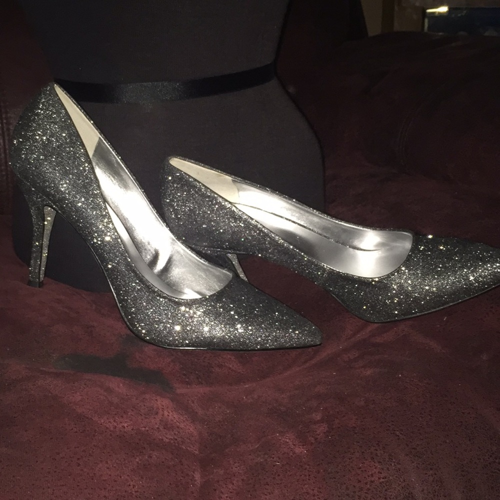 Silver Glitter Heels